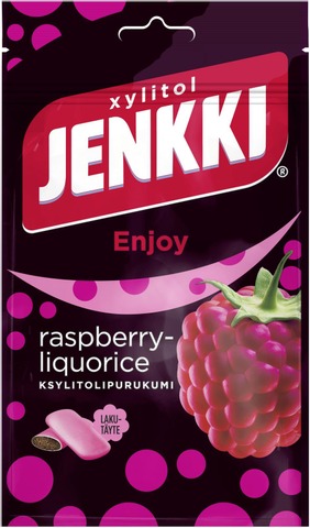 Jenkki Raspberry Licorice Chewing Gum 100g